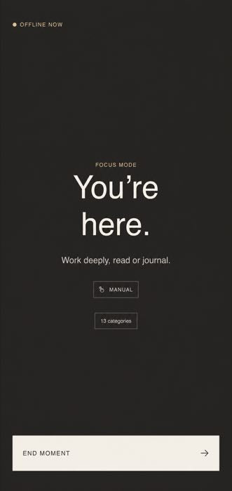An active Focus moment in the Offline Era iPhone app